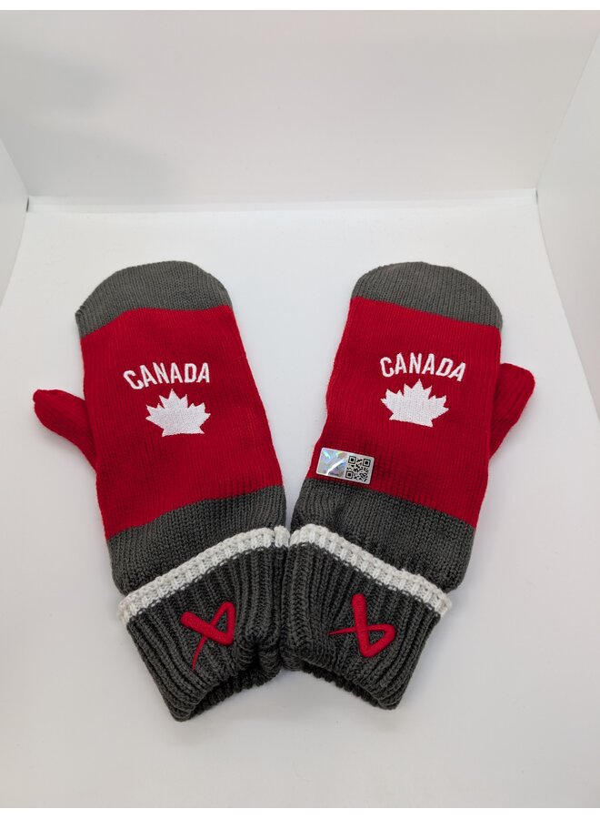 BAUER HOCKEY CANADA OLYMPIC MITTENS GREY/RED OSFM