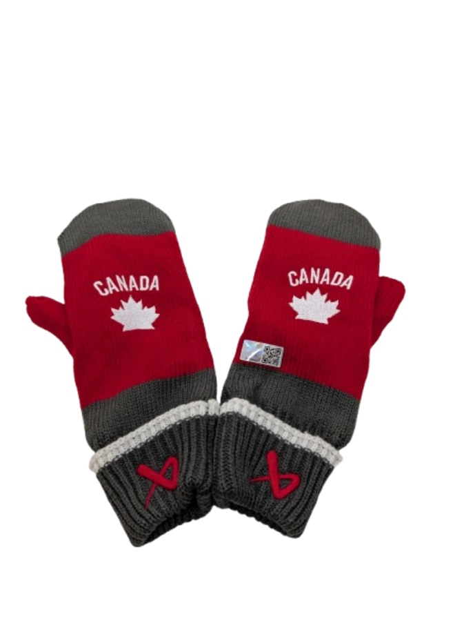 BAUER HOCKEY CANADA OLYMPIC MITTENS GREY/RED OSFM