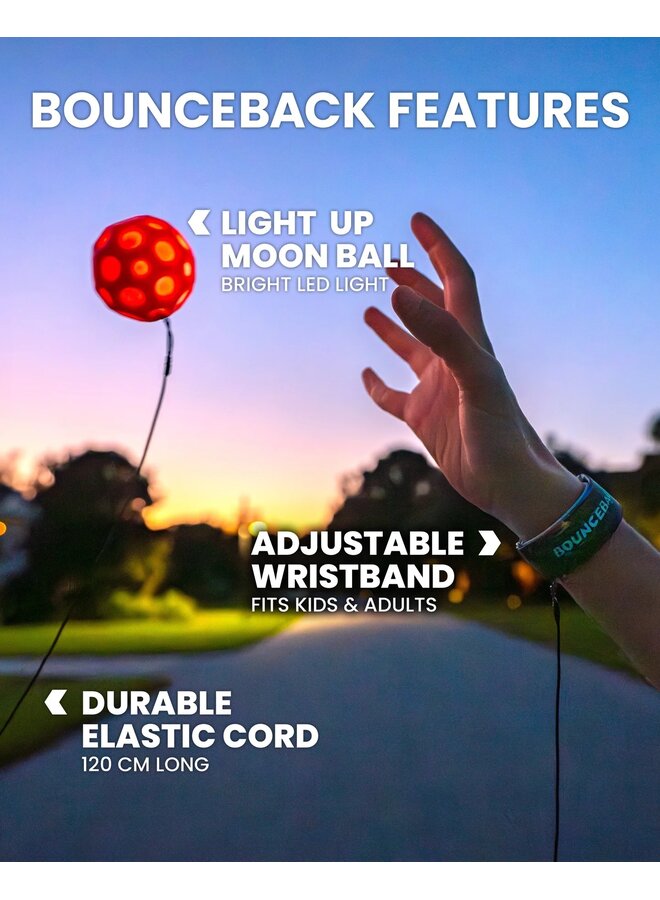 Waboba Moonshine Light Up Moon Ball on a leash