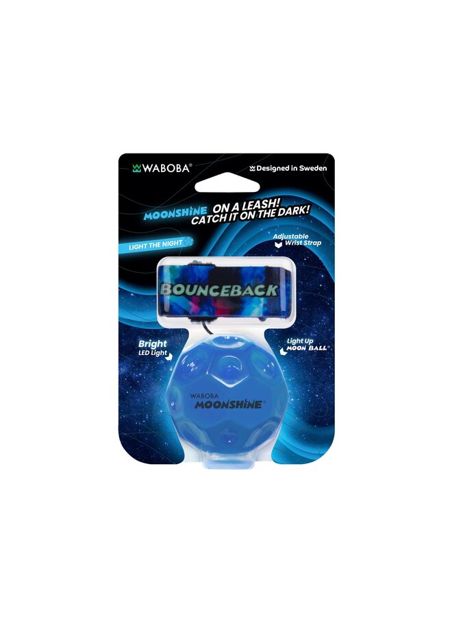 Waboba Moonshine Light Up Moon Ball on a leash