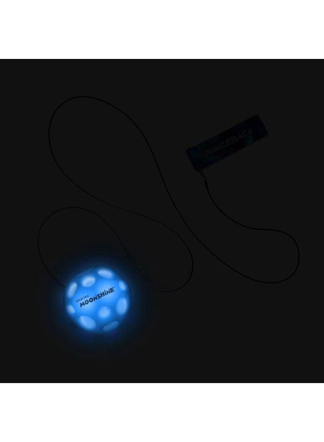 Waboba Moonshine Light Up Moon Ball on a leash