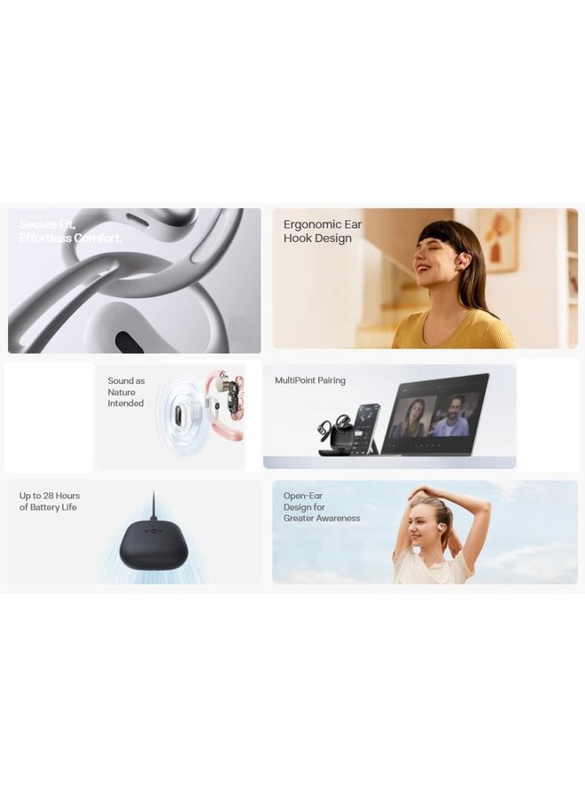 SHOKZ BONE CONDUCTION SPORT HEADPHONES OPENFIT AIR BLACK