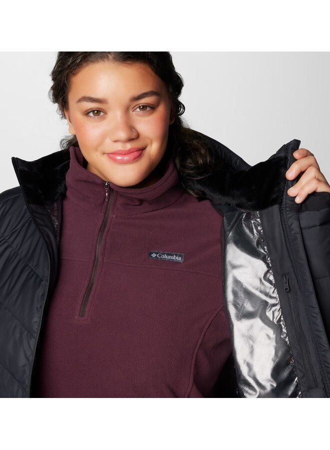 COLUMBIA WOMENS HEAVENLY HOODED JACKET BLACK 2XL