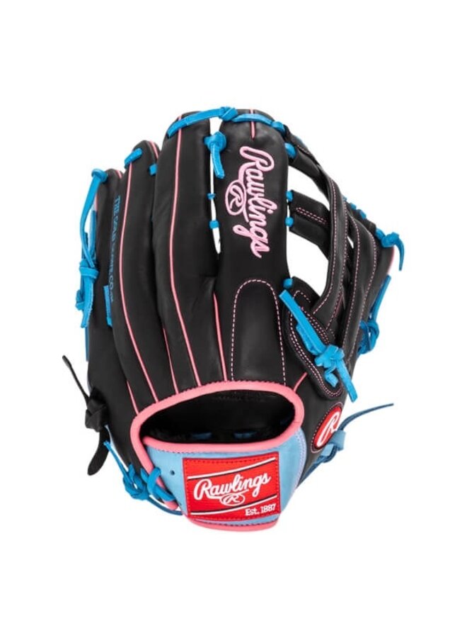 RAWLINGS R9 SERIES BASEBALL GLOVE 12.75 RHT BLACK BLUE-PINK