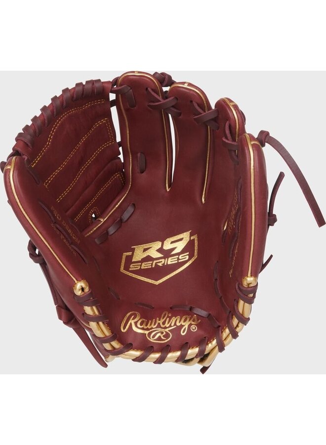 RAWLINGS R9 BASEBALL GLOVE 12" LHT RED-GOLD