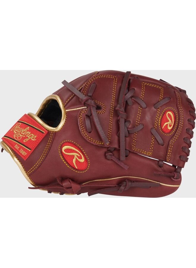 RAWLINGS R9 BASEBALL GLOVE 12" LHT RED-GOLD