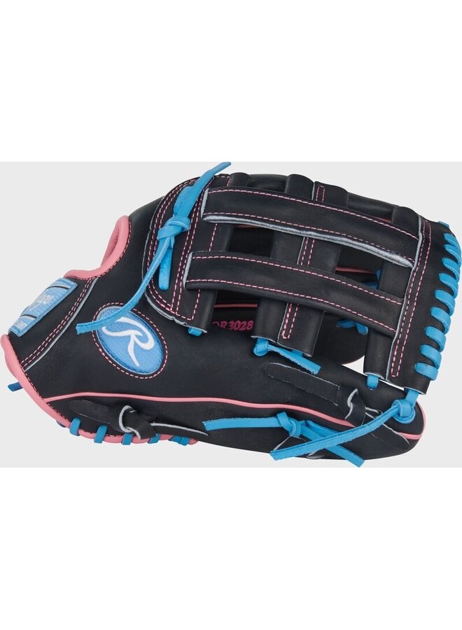RAWLINGS "HEART OF THE HIDE" SERIES BASEBALL GLOVE 12.5" RHT BLACK BLUE-PINK