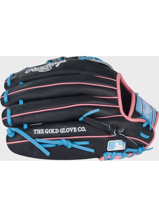 RAWLINGS "HEART OF THE HIDE" SERIES BASEBALL GLOVE 12.5" RHT BLACK BLUE-PINK