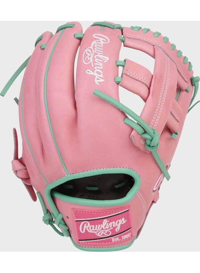 RAWLINGS "HEART OF THE HIDE" SERIES BASEBALL GLOVE 11.75" RHT PINK-MINT