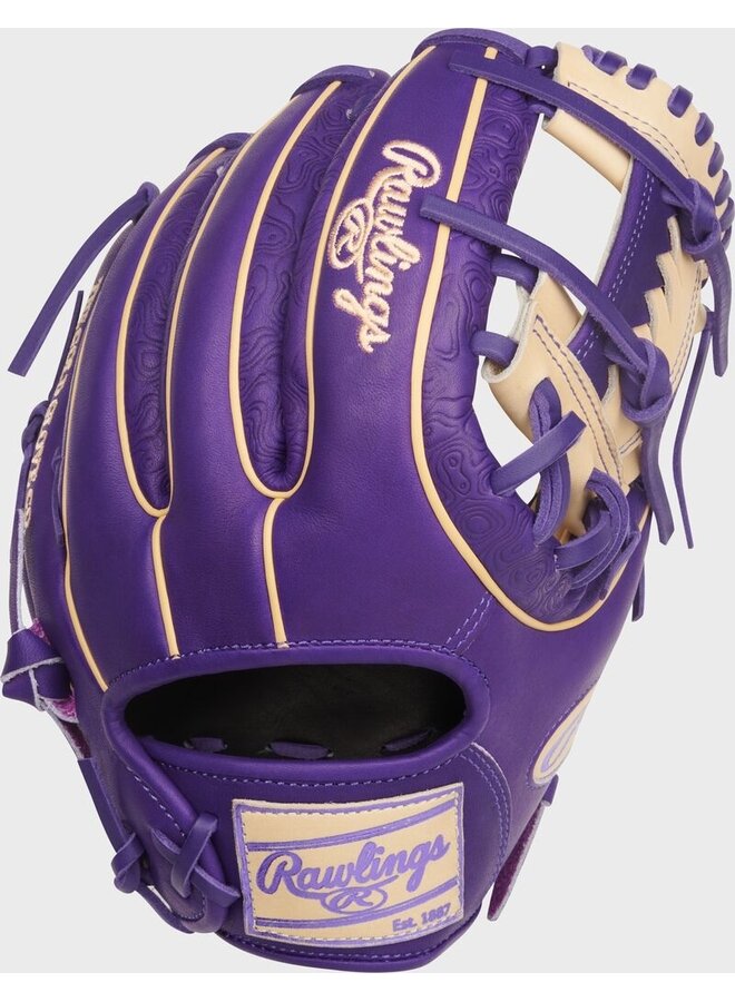 RAWLINGS "HEART OF THE HIDE" SERIES BASEBALL GLOVE 11.75"RHT PURPLE-TAN