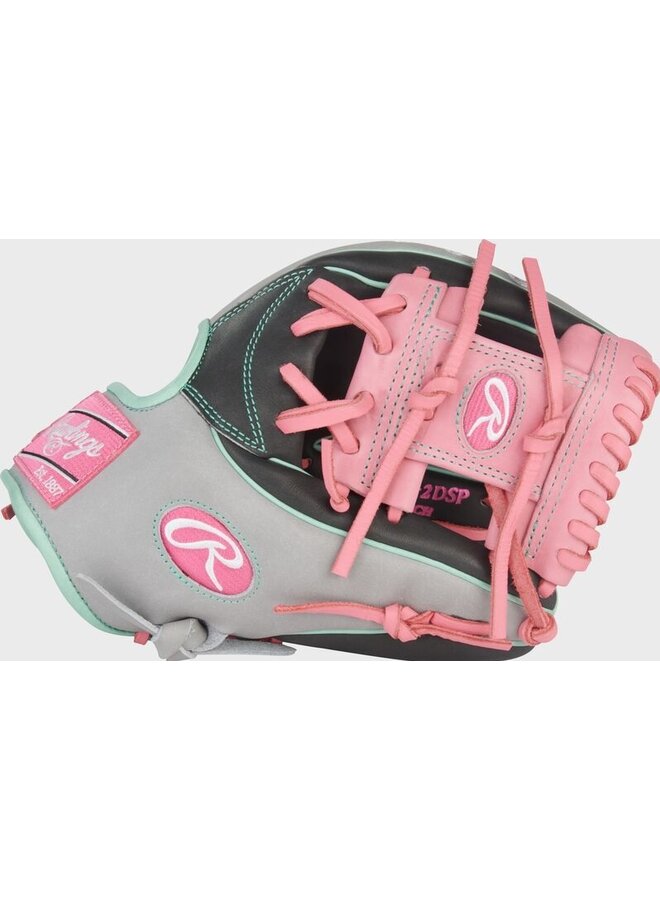 RAWLINGS "HEART OF THE HIDE" SERIES BASEBALL GLOVE 11.5" RHT BLACK GREY-PINK