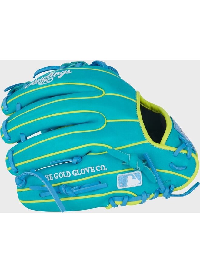 RAWLINGS "HEART OF THE HIDE" SERIES BASEBALL GLOVE 11.5" RHT TEAL YELLOW-BLUE
