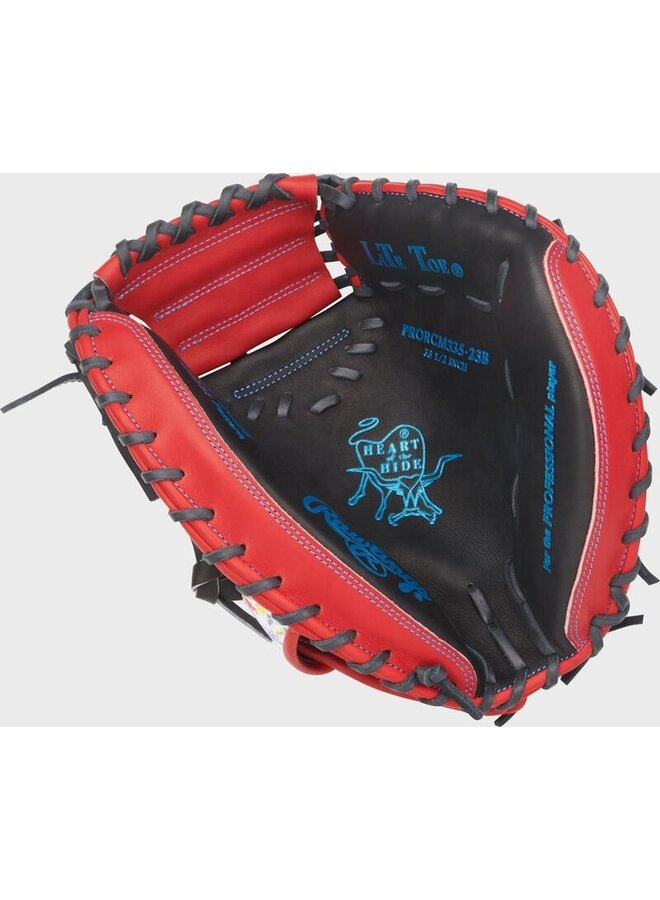 RAWLINGS HOH CATCHERS MITT A. RUTSCHMAN PATTERN 33.5" RHT BLACK-RED/SPLATTER