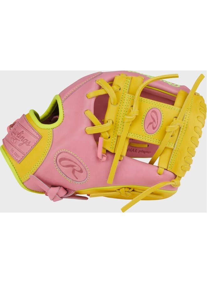 RAWLINGS "HEART OF THE HIDE" SERIES BASEBALL GLOVE 11.5" RHT PINK-YELLOW