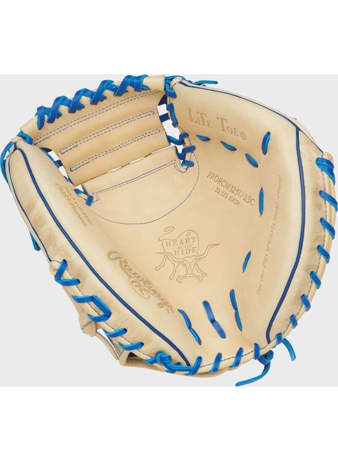 RAWLINGS HOH CATCHERS MITT A. RUTSCHMAN PATTERN 33.5" RHT TAN-BLUE