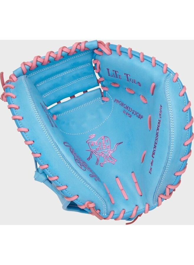 RAWLINGS HOH CATCHERS MITT A. RUTSCHMAN PATTERN 33.5" RHT CAROLINA BLUE/PINK