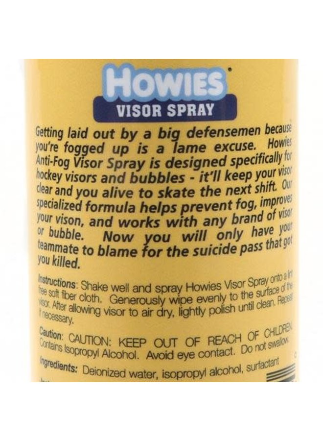 HOWIES ANTI FOG VISOR SPRAY 4OZ