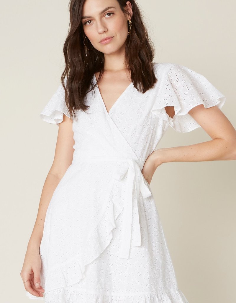 white wrap dress