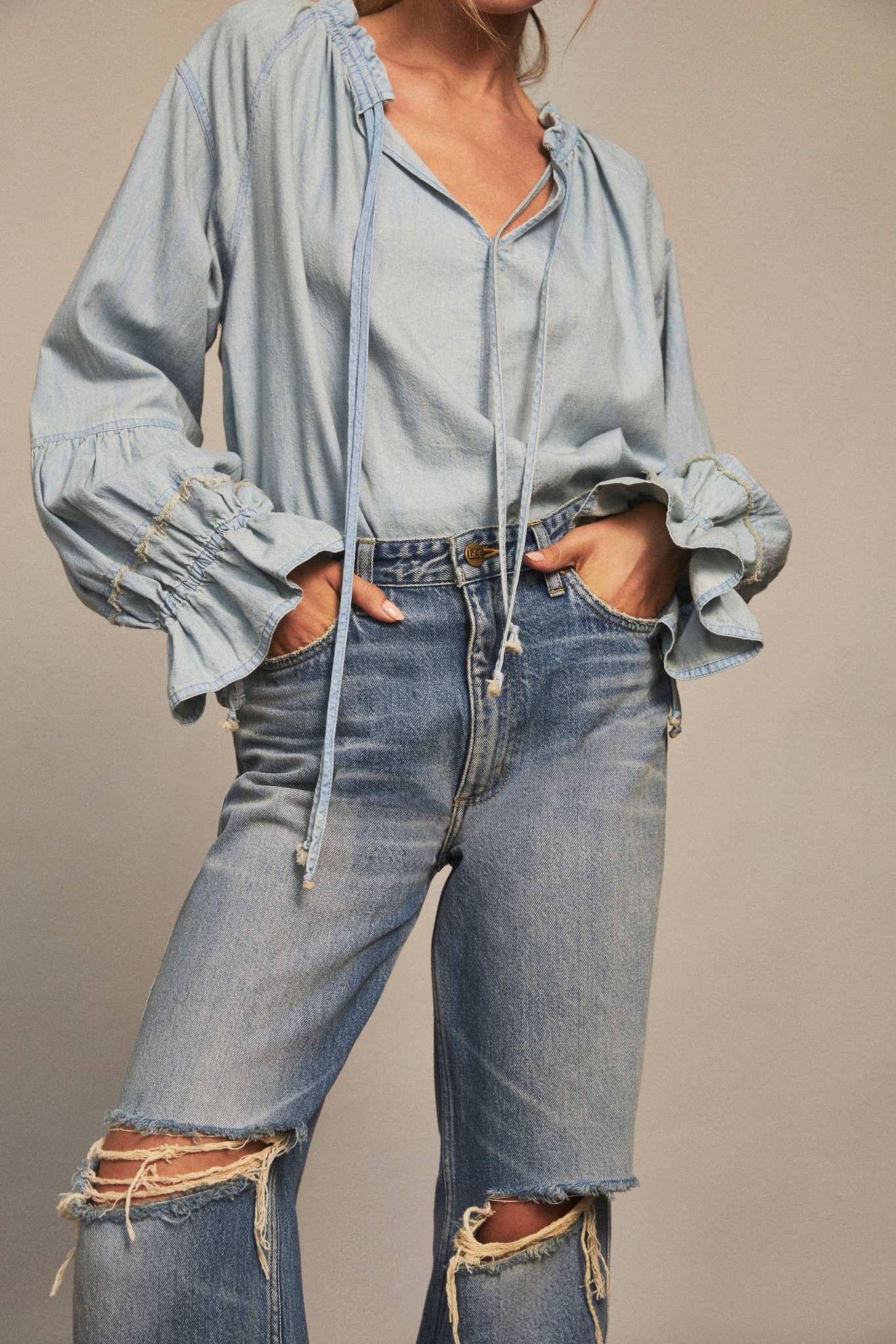 free people denim top