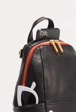 Hammitt Hunter Functional Leather Backpack - Black Brushed Gold Red Zip