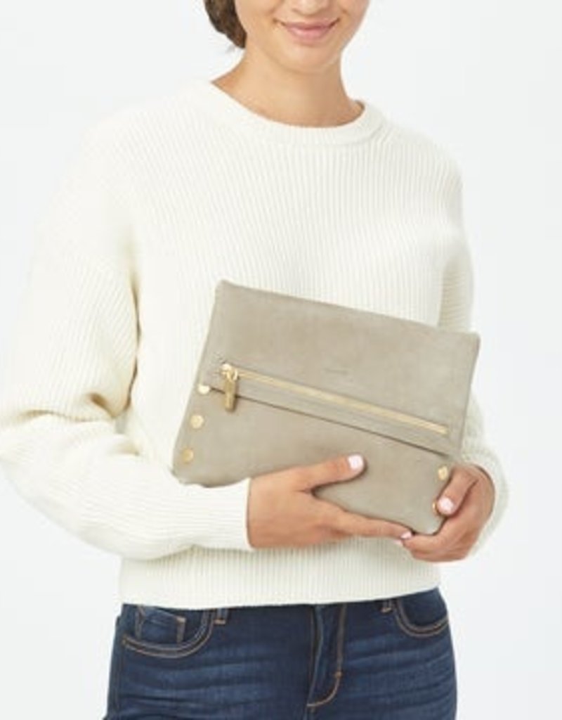 Hammitt VIP Medium Functional Leather Clutch - Grey Natural/Gold