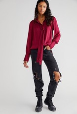 Free People Lala Solid Blouse - Off Beat