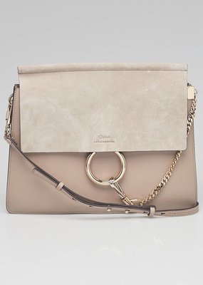 LABEL Chloé Motty Grey Leather/Suede Faye Medium Shoulder Bag