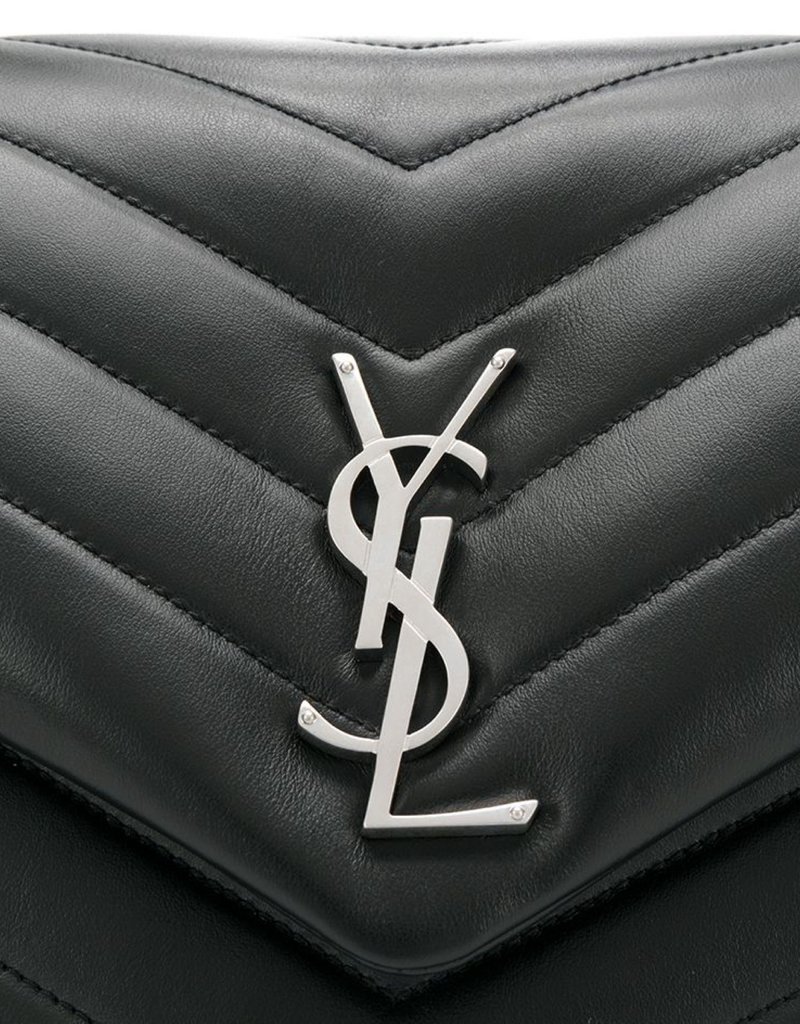 LABEL Saint Laurent Black Medium Loulou Quilted Leather Shoulder Bag