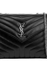 LABEL Saint Laurent Black Medium Loulou Quilted Leather Shoulder Bag