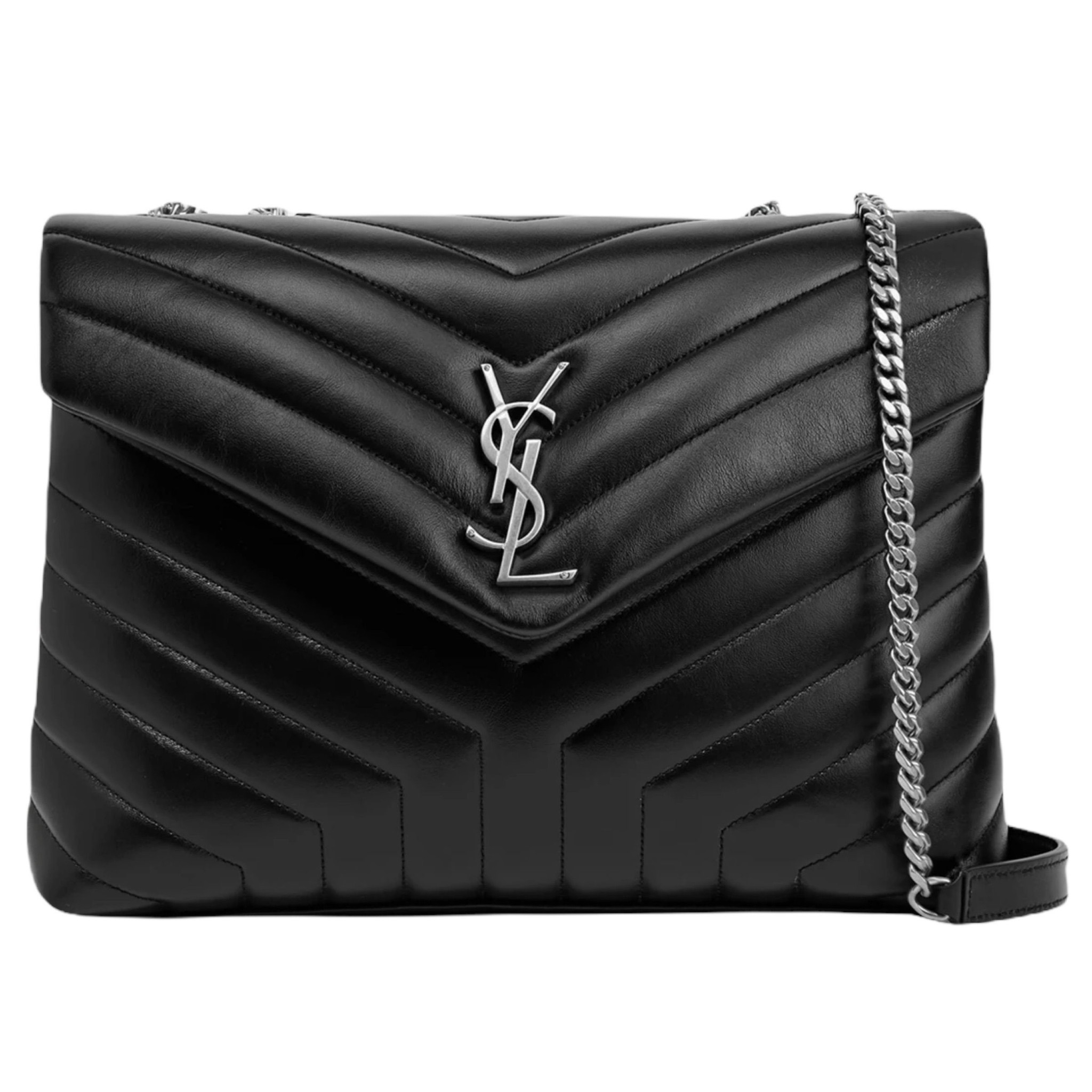 Saint Laurent LouLou Shoulder Bag Toy Black in Leather with Silver-tone - US