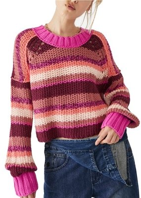 Free People Devon Sweater - Fuschia Rose