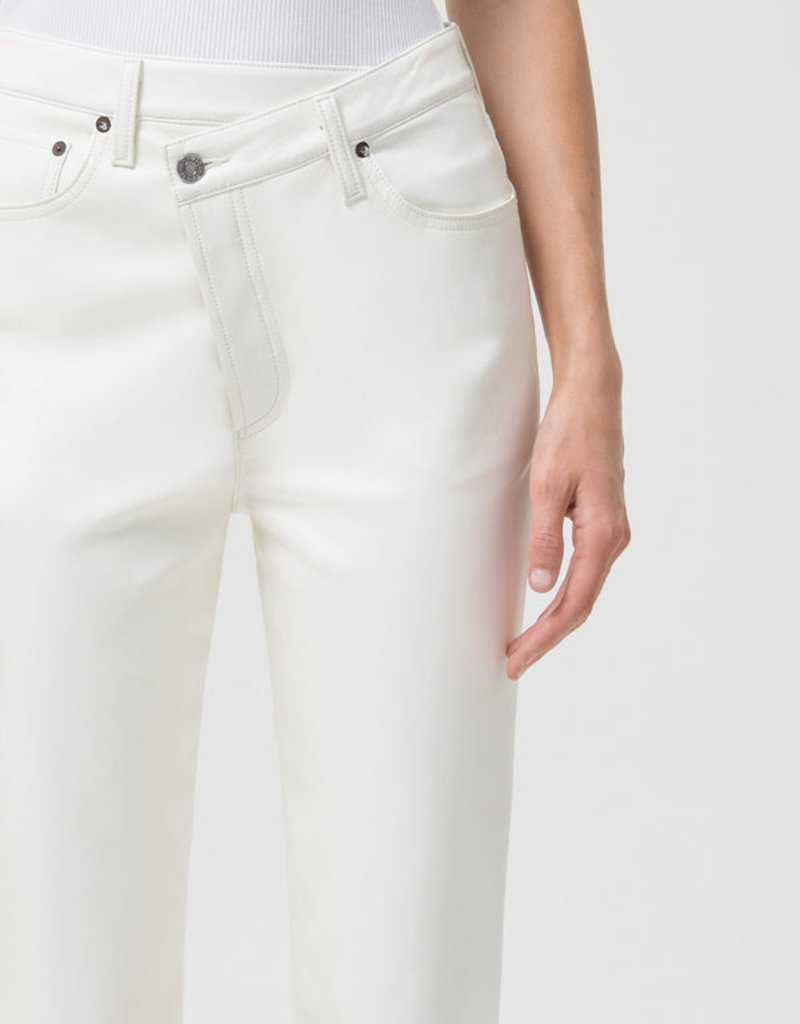 White Criss Cross Leather Pants by AGOLDE on Sale