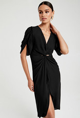 Krisa Twist Front Cutout Dress - Black