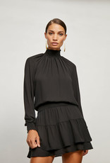 Krisa Turtleneck Ruffle Skirt Dress - Black