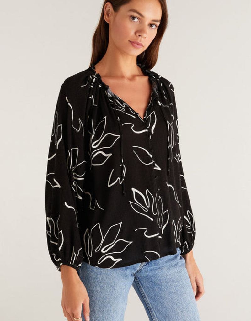 Z Supply Athena Abstract Floral Top - Black