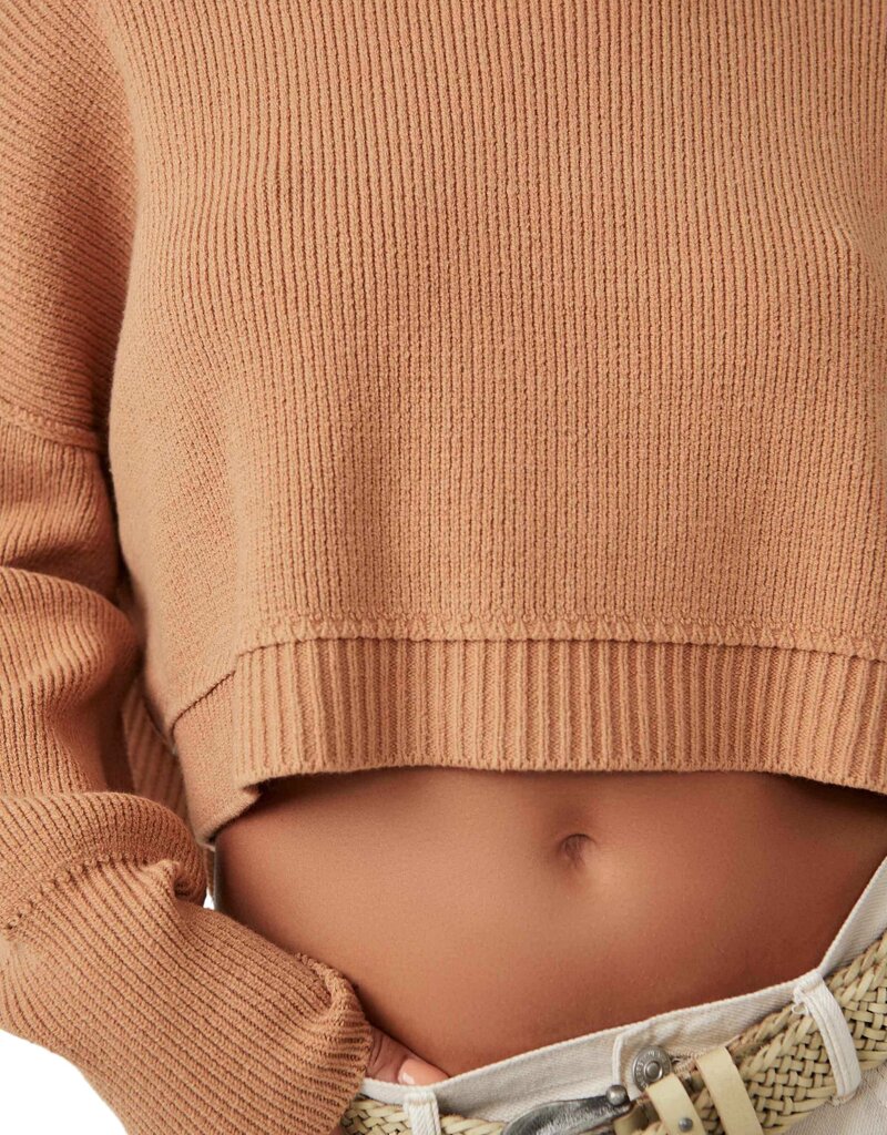 LABEL  Free People Easy Street Crop Pullover - Camel - LABEL