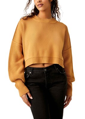 Free People Easy Street Crop Pullover - Golden Squash