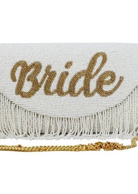 Tiana Fringe Crossbody - White/Gold Bride