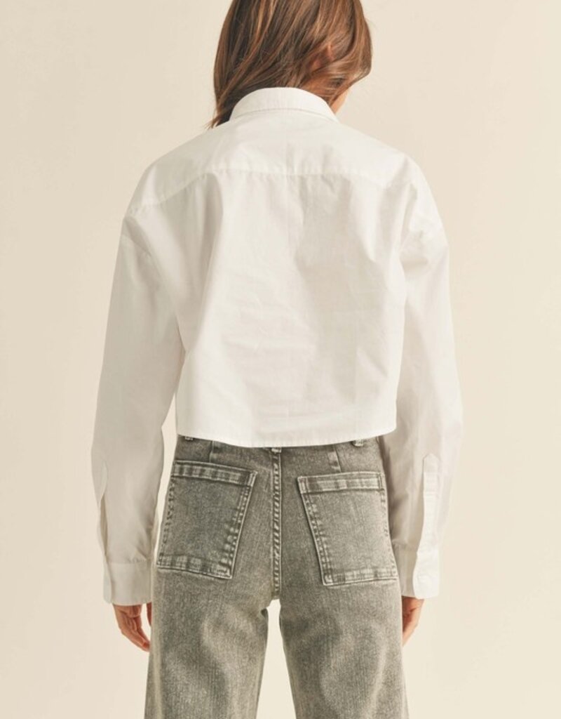 LABEL Amber Cropped Button Down - White