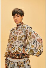 Farm Rio Floral Tapestry Bee Hive Blouse
