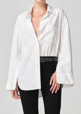 Citizens of Humanity Cocoon Shirt - Bitter Chocolate Stripe