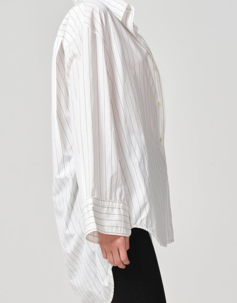 Citizens of Humanity Cocoon Shirt - Bitter Chocolate Stripe