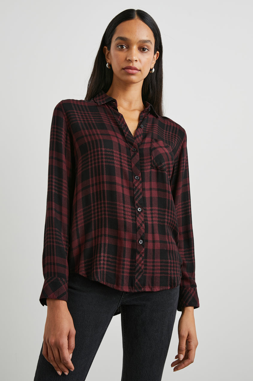 LABEL | Rails Hunter Shirt - Black Merlot Lurex - LABEL