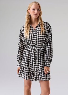 Sanctuary Tiered Shirt Dress - Pulse Houndstooth