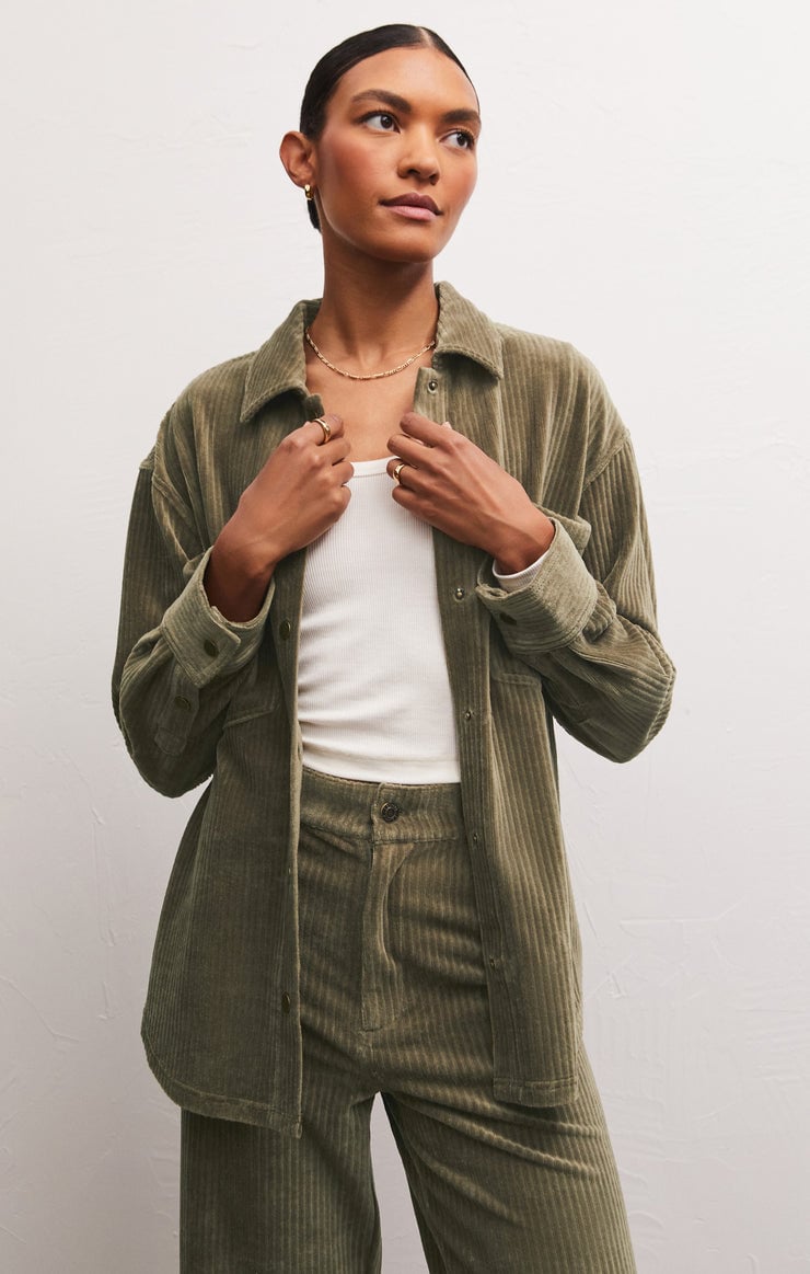 Women's Corduroy Jacket - Green | Rockmans