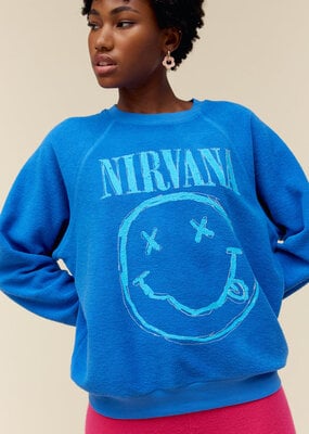 Daydreamer Nirvana Smiley Reverse Raglan Crew