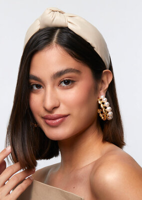 Faux Leather Knotted Headband - Bisque