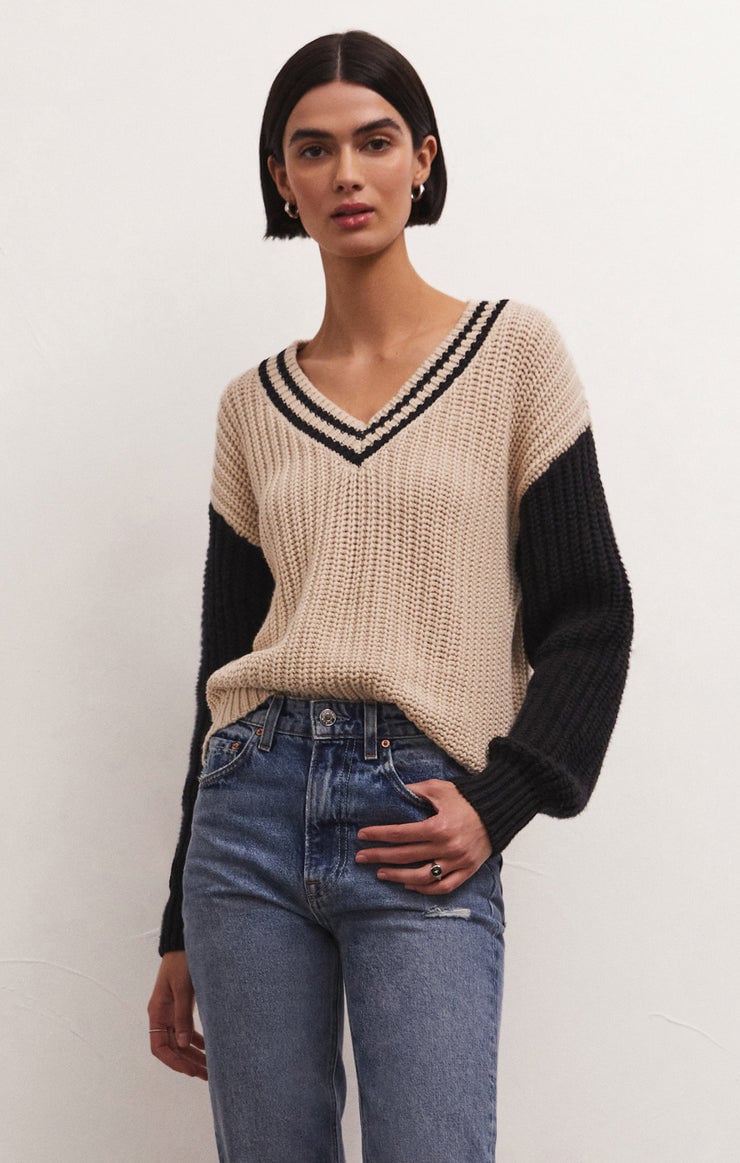 LABEL  Z Supply North Fringe Sweater - Stone - LABEL