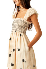 Free People Tory Embroidered Mini Dress - Tea Combo