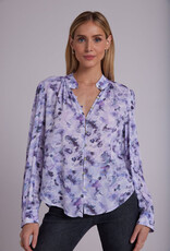 Bella Dahl Shirred Button Up Blouse - Lilac Floret Print